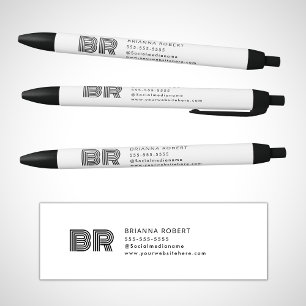 Modern Monogram Branding Logo Stijlvol Wit Zwarte Inkt Pen