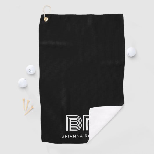 Modern Monogram Branding Logo Stijlvol Zwart Golfhanddoek (Insitu)