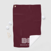 Modern Monogram Branding Logo Stijlvolle Bourgogne Golfhanddoek (Insitu)