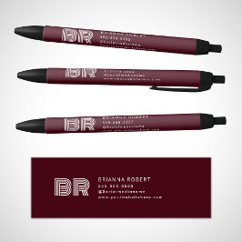 Modern Monogram Branding Logo Stijlvolle Bourgogne Zwarte Inkt Pen