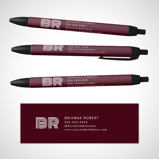 Modern Monogram Branding Logo Stijlvolle Bourgogne Zwarte Inkt Pen