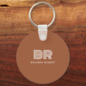 Modern Monogram Branding Logo Stijlvolle terracott Sleutelhanger (Voorkant)