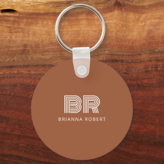 Modern Monogram Branding Logo Stijlvolle terracott Sleutelhanger (Voorkant)