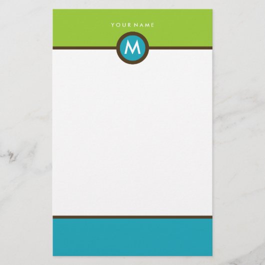 Modern Monogram briefpapier - zakelijk of persoonl (Voorkant)