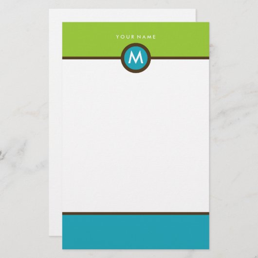 Modern Monogram briefpapier - zakelijk of persoonl (Voorkant / Achterkant)