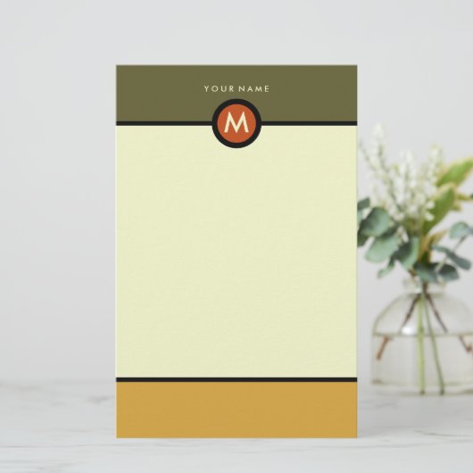 Modern Monogram briefpapier - zakelijk of persoonl (Staand voorkant)
