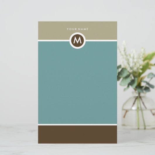 Modern Monogram briefpapier - zakelijk of persoonl (Staand voorkant)