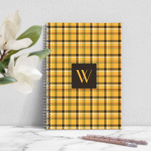 Modern Monogram Brown Plaid Tartan