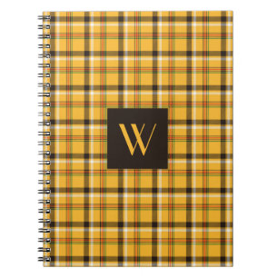 Modern Monogram Brown Plaid Tartan Notitieboek