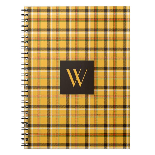 Modern Monogram Brown Plaid Tartan Notitieboek (Voorkant)
