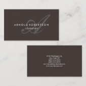 Modern Monogram Brown Trendy Visitekaartje (Voorkant / Achterkant)