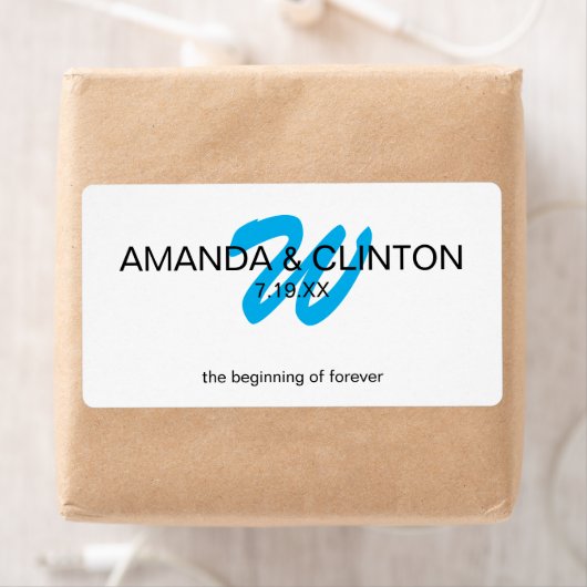 Modern Monogram | Bruids Waterfles Favorieten Etiket (Insitu)