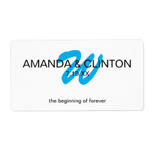 Modern Monogram   Bruids Waterfles Favorieten Etiket