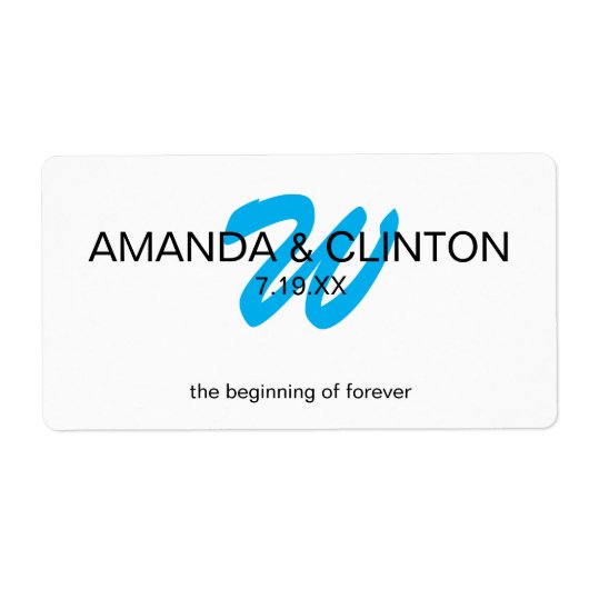 Modern Monogram | Bruids Waterfles Favorieten Etiket (Voorkant)