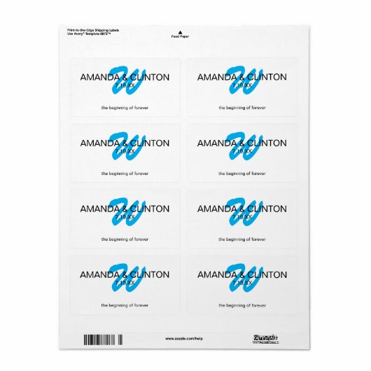 Modern Monogram | Bruids Waterfles Favorieten Etiket (Full Sheet)