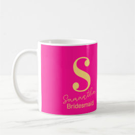Modern Monogram Bruidsmeisje Roze Koffiemok
