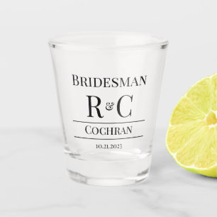 Modern Monogram Bruiloft Bruidsman Favor Gift Shot Glas
