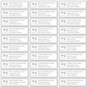 Modern + Monogram Bruiloft Gast Namen Adres Sticker