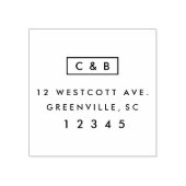 Modern Monogram bruiloft Rendement Adres Rubberstempel (Afrduk)