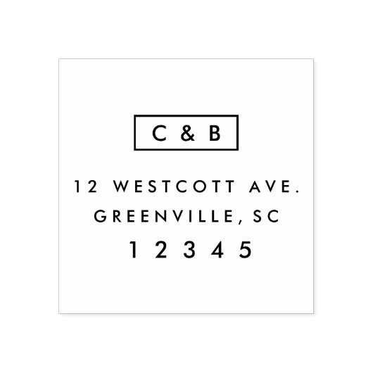 Modern Monogram bruiloft Rendement Adres Rubberstempel (Afrduk)