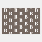 Modern monogram bruin geelbruin initiaal op maat inpakpapier vel (Voorkant 2)