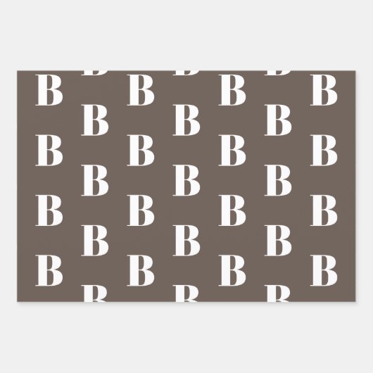 Modern monogram bruin geelbruin initiaal op maat inpakpapier vel (Voorkant 2)