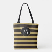 Modern monogram bruin striped patroon tote bag (Achterkant)