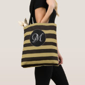 Modern monogram bruin striped patroon tote bag (Dichtbij)