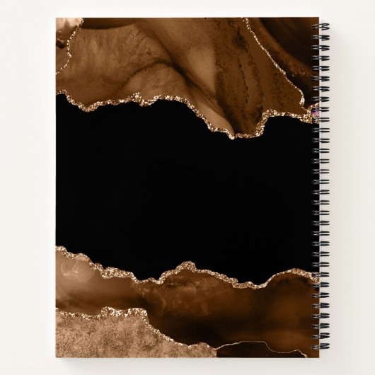 Modern Monogram Bruine Agaat Notitieboek (Achterkant)