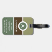 Modern Monogram Business Bagagelabel - Groen/Bruin (Achterkant horizontaal)