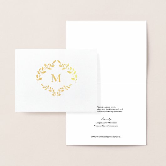 Modern Monogram Business Logo Laurel verlaat Luxe Folie Kaarten (Display)