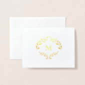 Modern Monogram Business Logo Laurel verlaat Luxe Folie Kaarten (Voorkant met envelop)