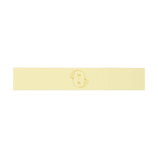 Modern Monogram Butter Yellow Wedding Uitnodigingen Wikkel (Vlak)