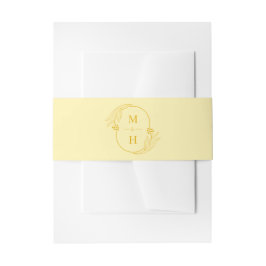 Modern Monogram Butter Yellow Wedding Uitnodigingen Wikkel