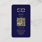 Modern Monogram C Bloemen Midnight Blue Goud Visitekaartje (Achterkant)