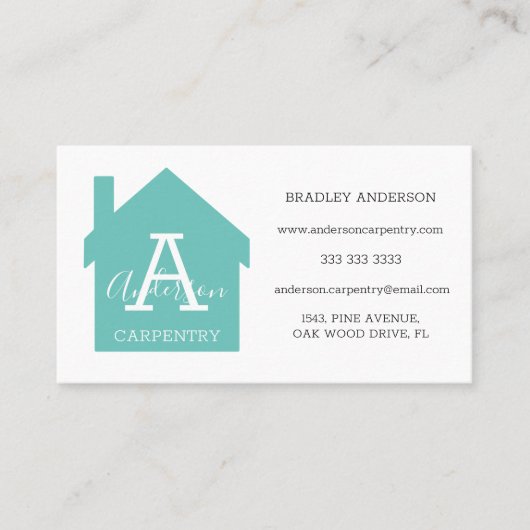 Modern Monogram Carpentry Visitekaartje (Voorkant)