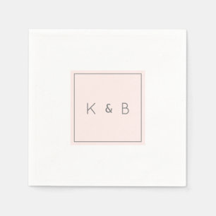 Modern Monogram Champagne Pink Cocktail Napkins Servet