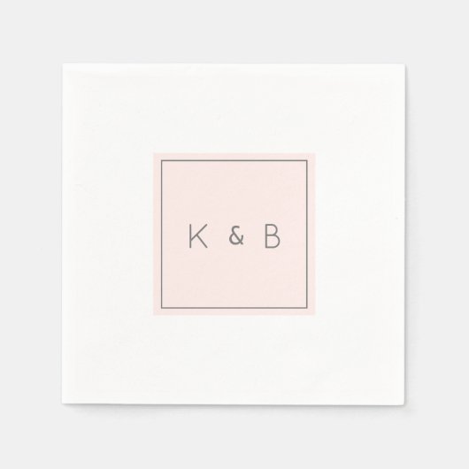 Modern Monogram Champagne Pink Cocktail Napkins Servet (Voorkant)