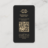 Modern Monogram Chef Zwart Goud Mes Premium Visitekaartje (Achterkant)