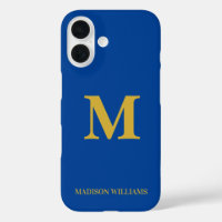 Modern Monogram Chic Blauw Goud Stijlvol Minimalis