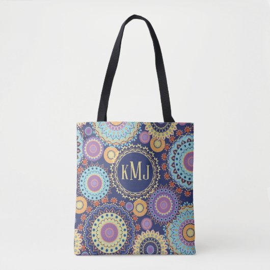 Modern Monogram Chic Kleurrijke Custom Tote Bag (Voorkant)