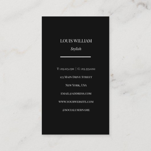 Modern Monogram Chic Minimalist Professioneel Zwar Visitekaartje (Achterkant)