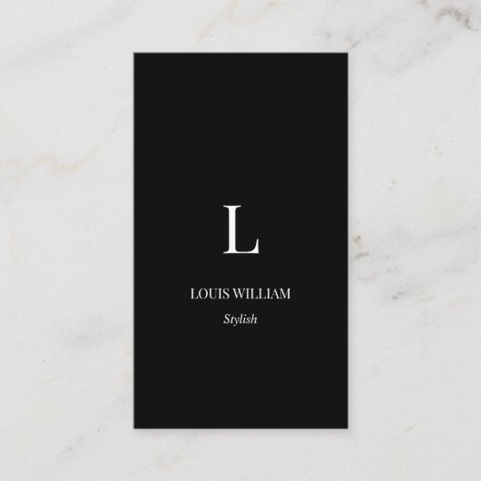 Modern Monogram Chic Minimalist Professioneel Zwar Visitekaartje (Voorkant)