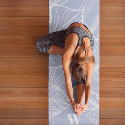 Modern Monogram Chic Tropical Periwinkle Yogamat