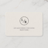 Modern, monogram, cirkel, beige visitekaartje (Voorkant)