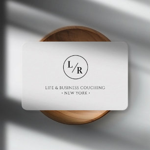 Modern, monogram, cirkel, grijs visitekaartje