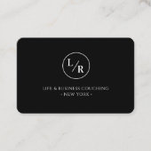 Modern, monogram, cirkel, zwart visitekaartje (Voorkant)