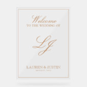 Modern Monogram Classic Terracotta Script Welkom Acryl Bord (Voorkant)