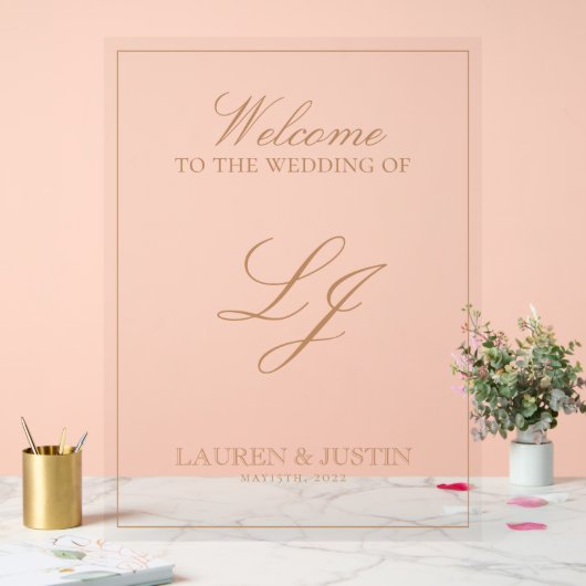Modern Monogram Classic Terracotta Script Welkom Acryl Bord (Huwelijk)
