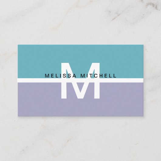 Modern Monogram Colorblock Visitekaartje (Voorkant)